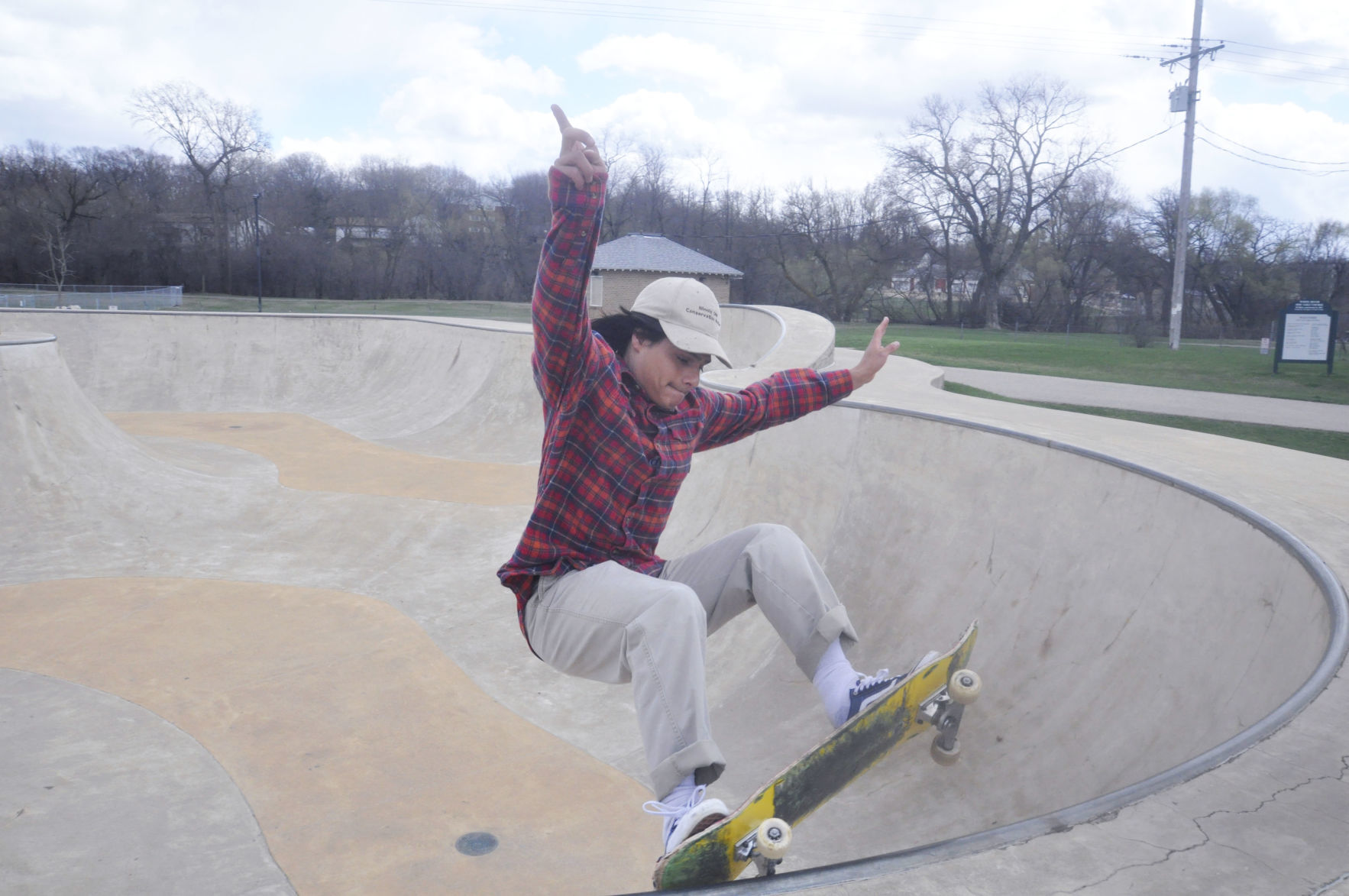 Skateboarding at Dunn Field park in Lake Geneva